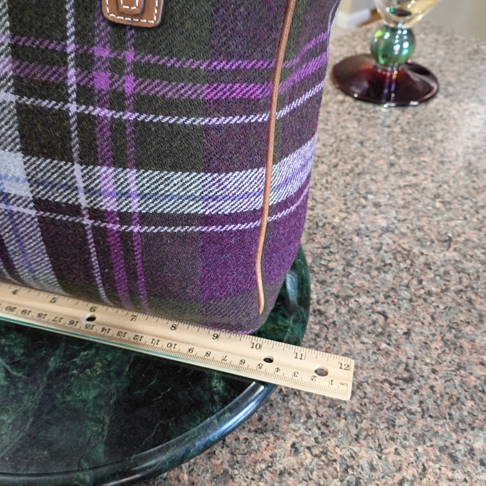 Coach Wool Plaid Purple Tote - Picture 11 of 16